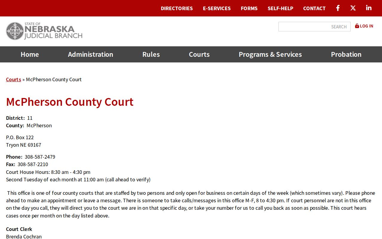 Official McPherson County Court contact information