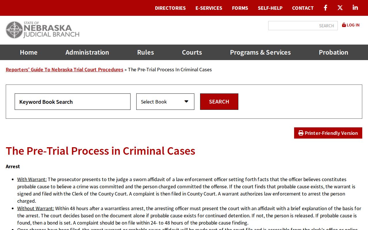 Nebraska official sworn affidavit and probable-cause warrant flow