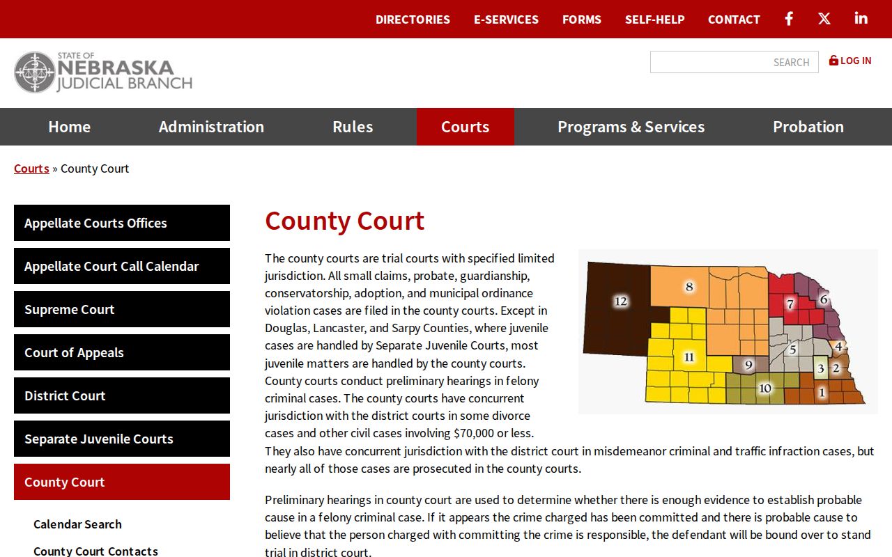 Nebraska County Court jurisdiction over ordinance matters